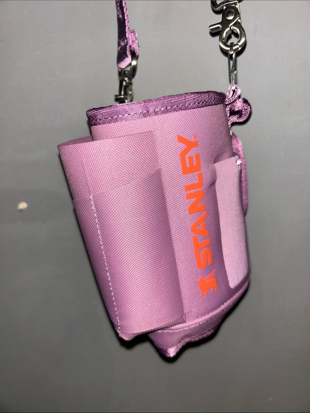 Stanley Lavender Mini Crossbody Pouch with Orange Logo Stanley Tumbler Carrier